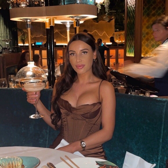 House of cb Myrna Chocolate Satin Slip Dress - Picture 8 of 9